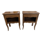 Pair of oak bedside tables with drawer and niche from the 1950s.