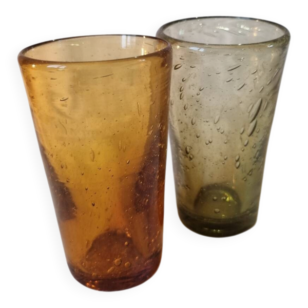 2 verres à eau ou cocktail verre soufflé