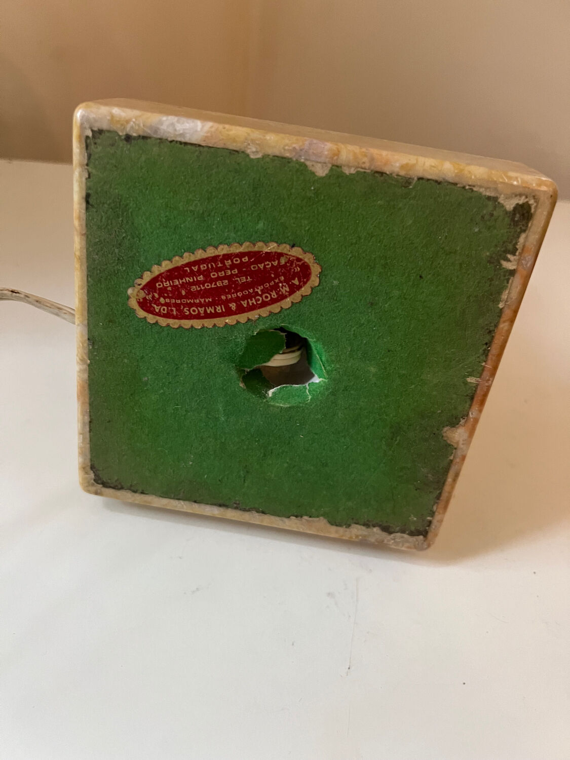 Vintage art deco beige marble lamp base