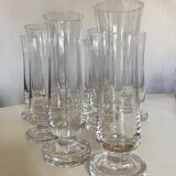 Set of 10 Scandinavian champagne flutes in half crystal sounding 1960