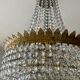 Hot air balloon chandelier in brass and crystal pendants