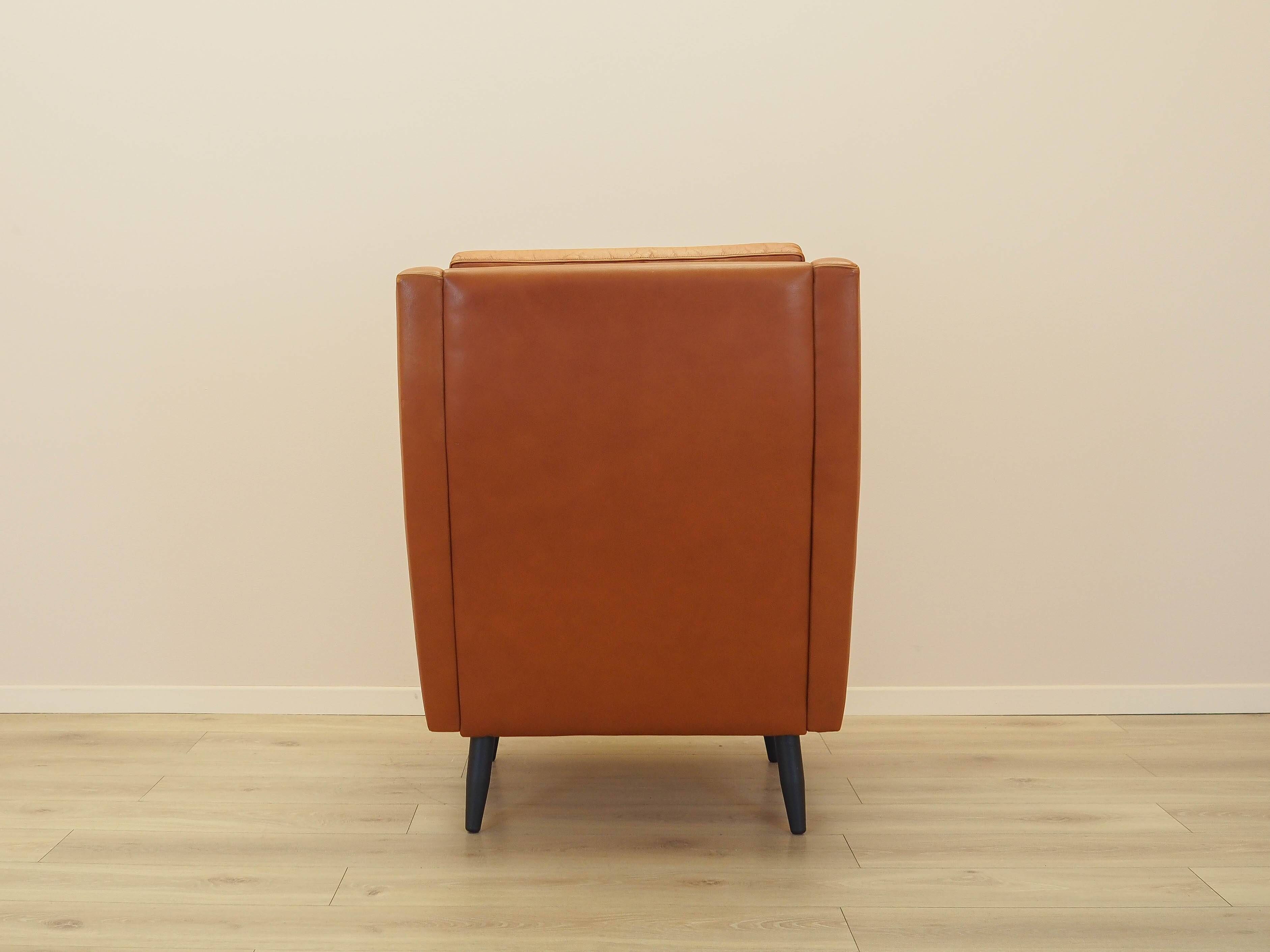 Fauteuil orange, design danois, années 1970, fabriqué au Danemark