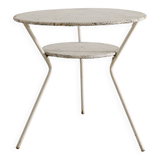Vintage French Mid Century Round Console Table in White Metal, 1950s