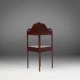 Elegant antique corner cabinet with wood inlay and 2 drawers, France ca. 1850