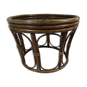 Pouf in old vintage rattan