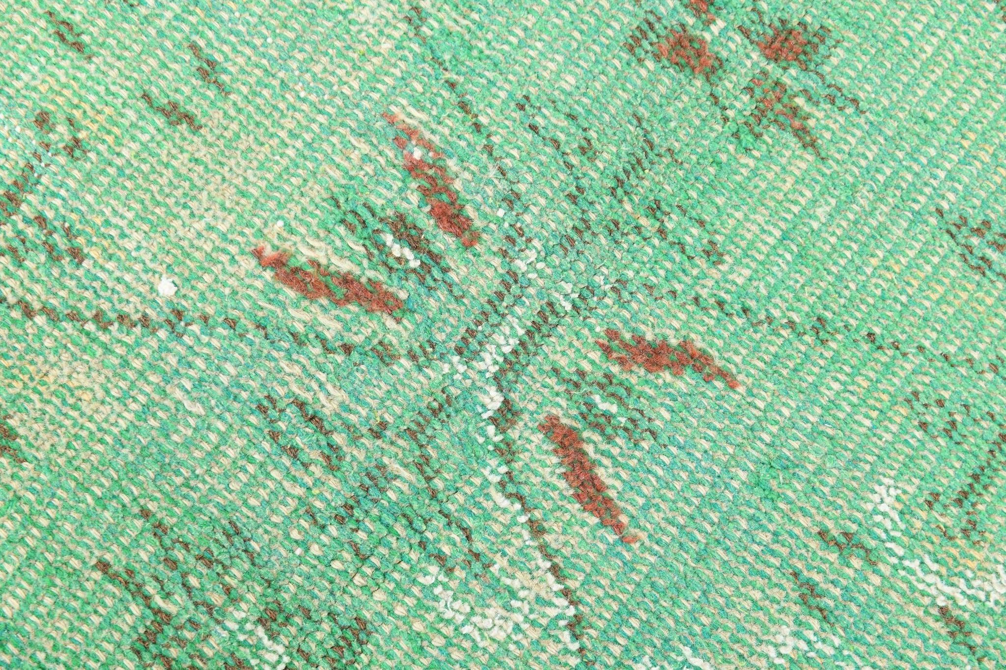 6x9 Vintage Green Geometric Pattern Anatolian Vintage Rug, 179x283 Cm