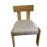 Chaise en bois massif avec assise aspect lin