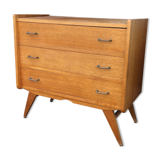 Commode 1950 pieds compas chêne clair