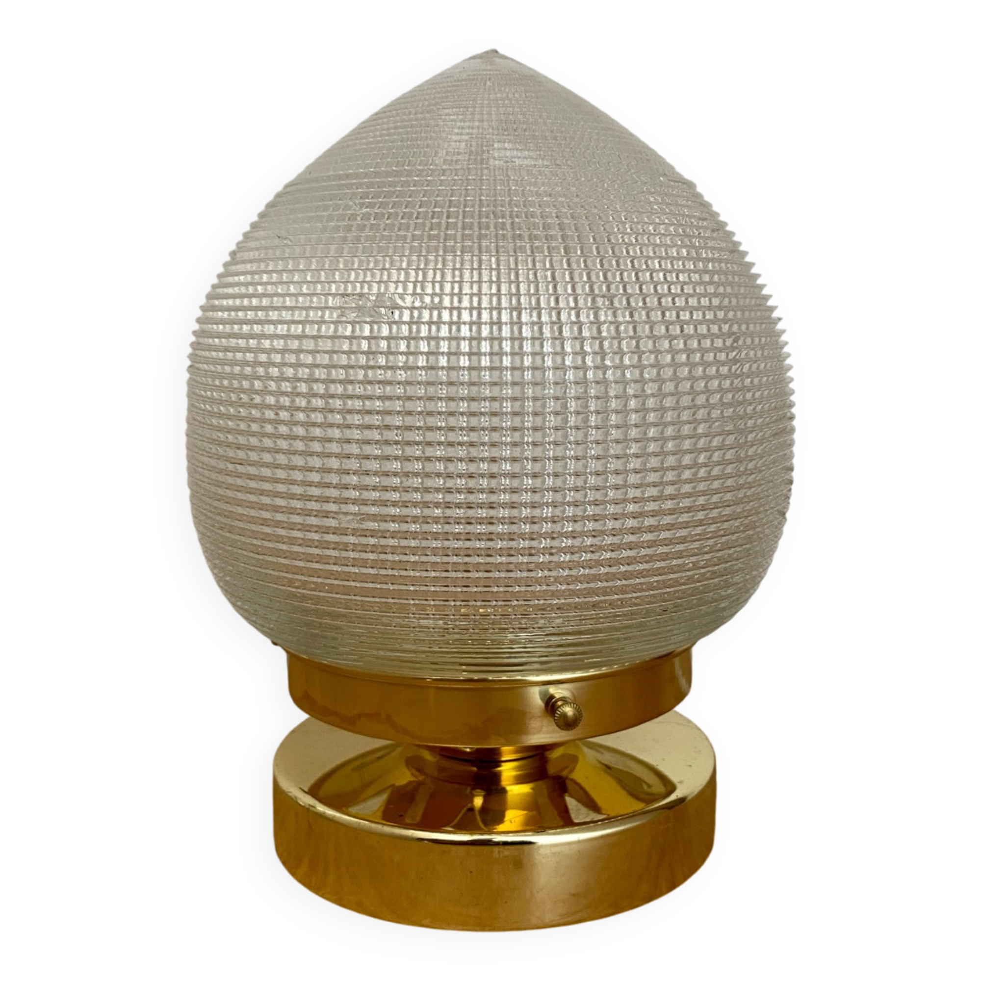 Vintage globe table lamp in holophane glass