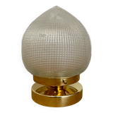 Lampe à poser globe vintage en verre holophane