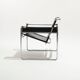 Wassily armchair in black leather, marcel breuer, 2000s