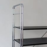 90s chrome metal bookcase shelf