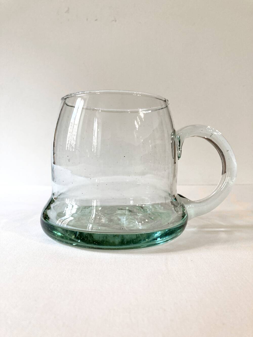 5 bubble-blown glass beer mugs