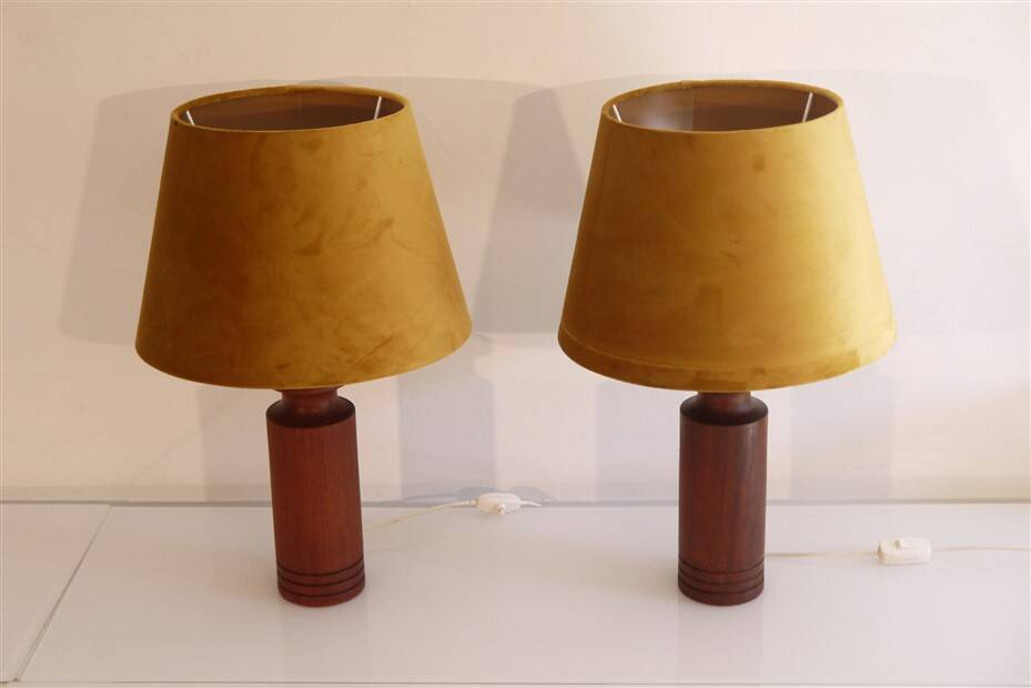 Pair of Danish teak lamps 1960