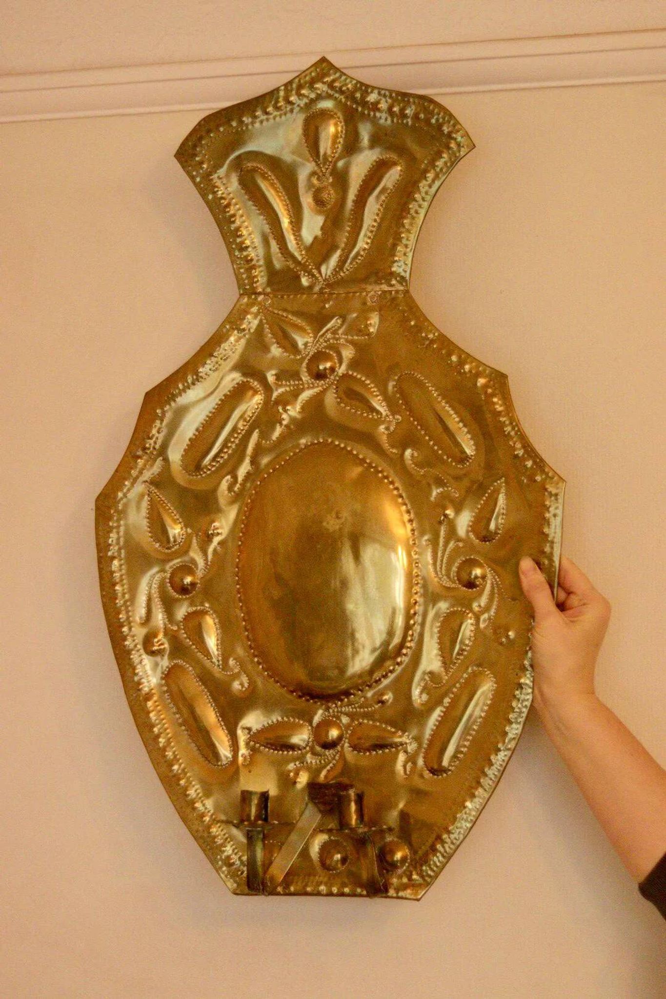 Appliques murales suédoises extra-larges en laiton de style baroque, datant du milieu du XXe siècle