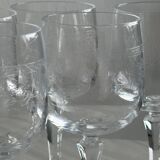 5 engraved crystal wine glasses, Matignon model.