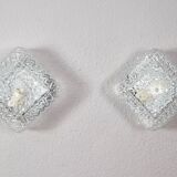 Mid century modern germany cut glass flush mount set 60s