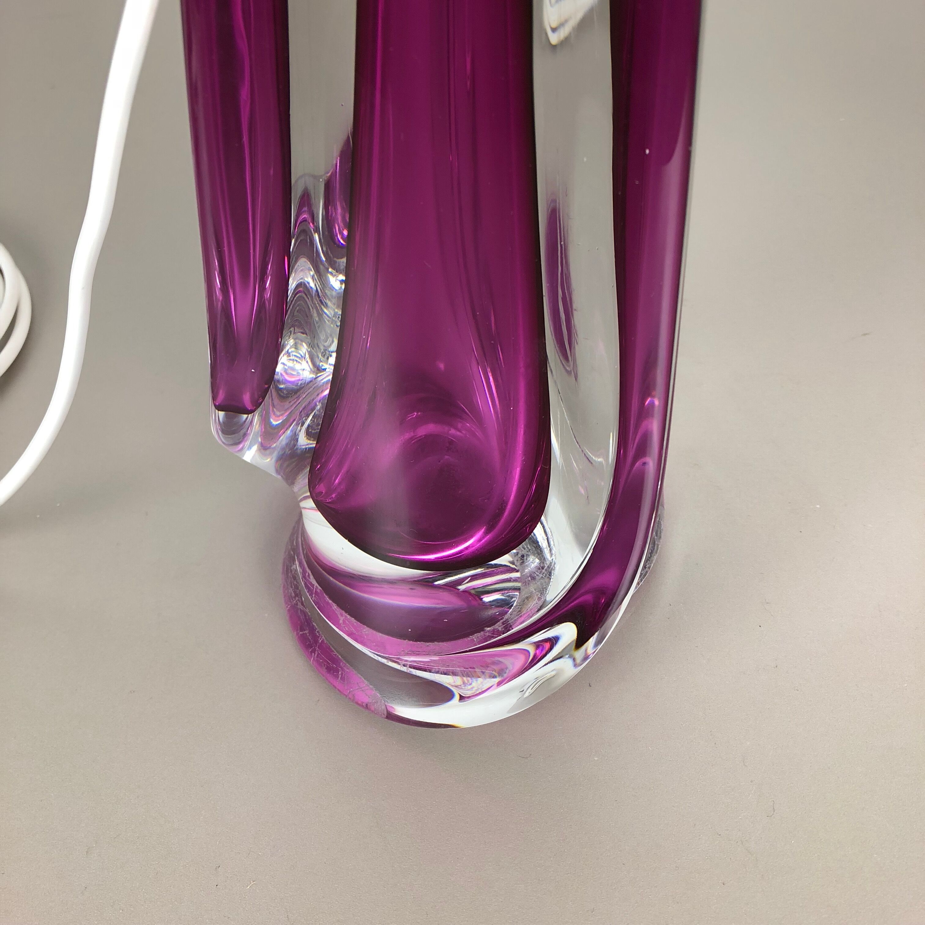 Large Crystal Glass "Pink" Table Light by Val Saint Lambert, Belgium, 1960s