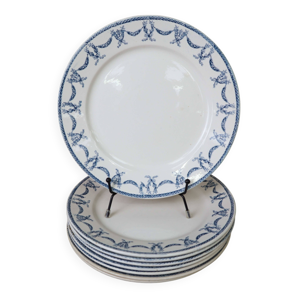 Lot de 8 assiettes plates terre de fer ''Les Termes'' Sarreguemines et Digoin