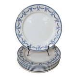Set of 8 flat ironstone plates "Les Termes" Sarreguemines and Digoin