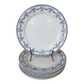 Set of 8 flat ironstone plates "Les Termes" Sarreguemines and Digoin