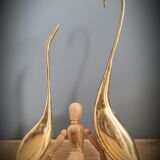 Duo brass swans