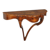 Antique drop-shaped walnut console with carvings, Italy, 19th century.