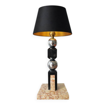 Lampe sculpturale en marbre et chrome de style Art Déco moderniste