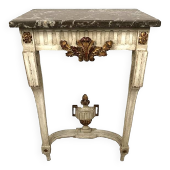 Console de style Louis XVI en bois laqué blanc, rechampi or