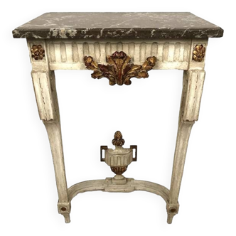 Louis XVI style console in white lacquered wood, gold trim