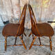 Pair of antique american windsor chairs, turned oak wood, vintage