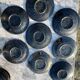 Vallauris service, the pottery of the great oak. Black metal glazed ceramics.