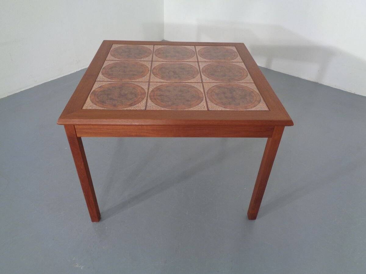 Danish ceramic and teak coffee table, 1960s