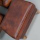 Vintage Dutch cognac coloured leather club chair, set of 2 with footstool