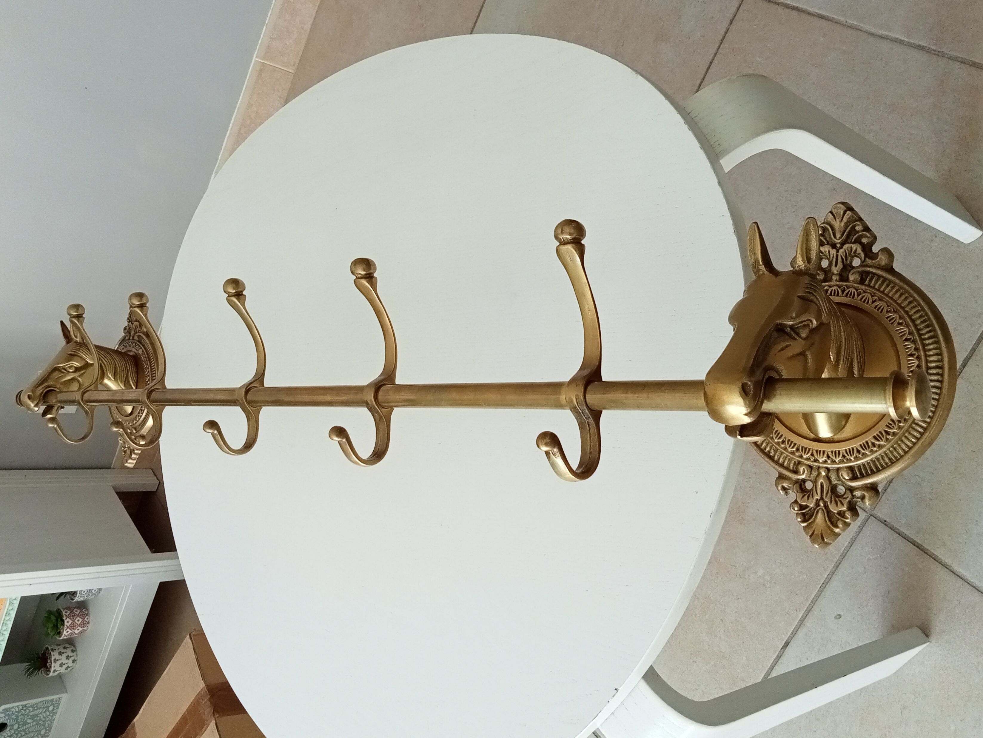 Coat rack in solid brass gilded 50s