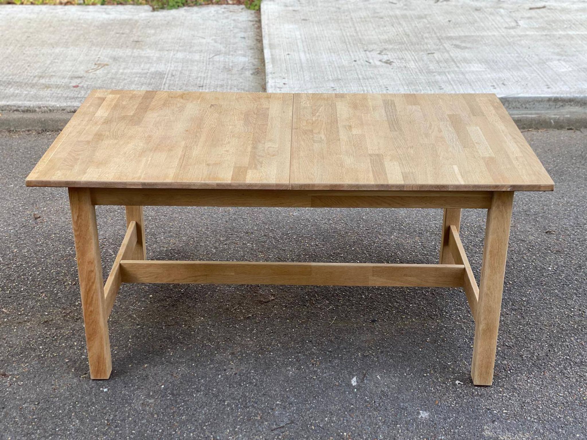 Table à manger scandinave rénovée en chêne 145-200cm