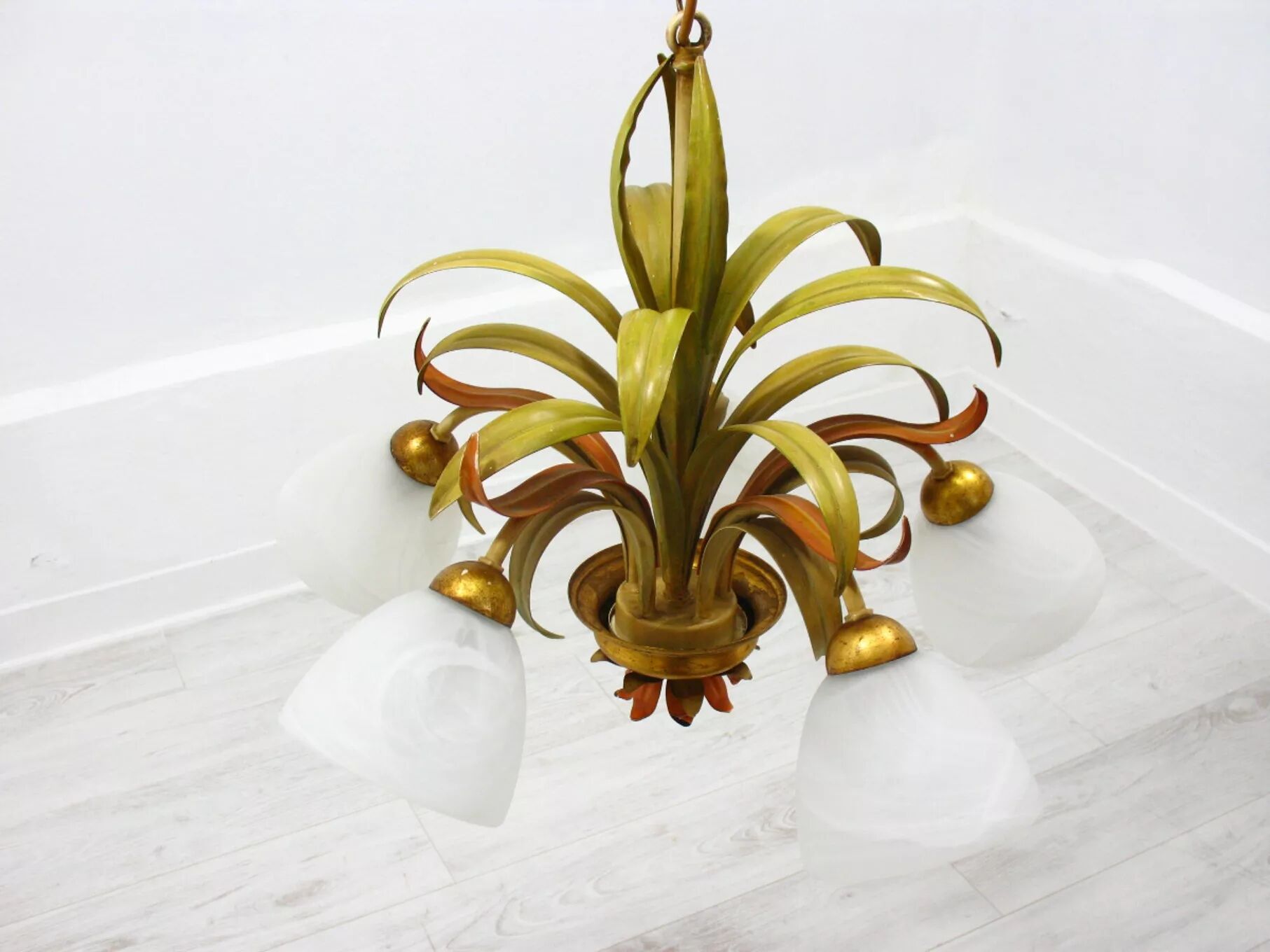 Lustre floral Hollywood Regency, années 1970