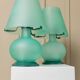 Mint Murano Glass Mushroom Table Lamp from Italy, 1980s Mid-Century with Metal Base