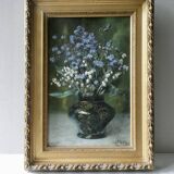 Tableau  bouquet de fleurs signé Théodore Coquelin fin XIXème