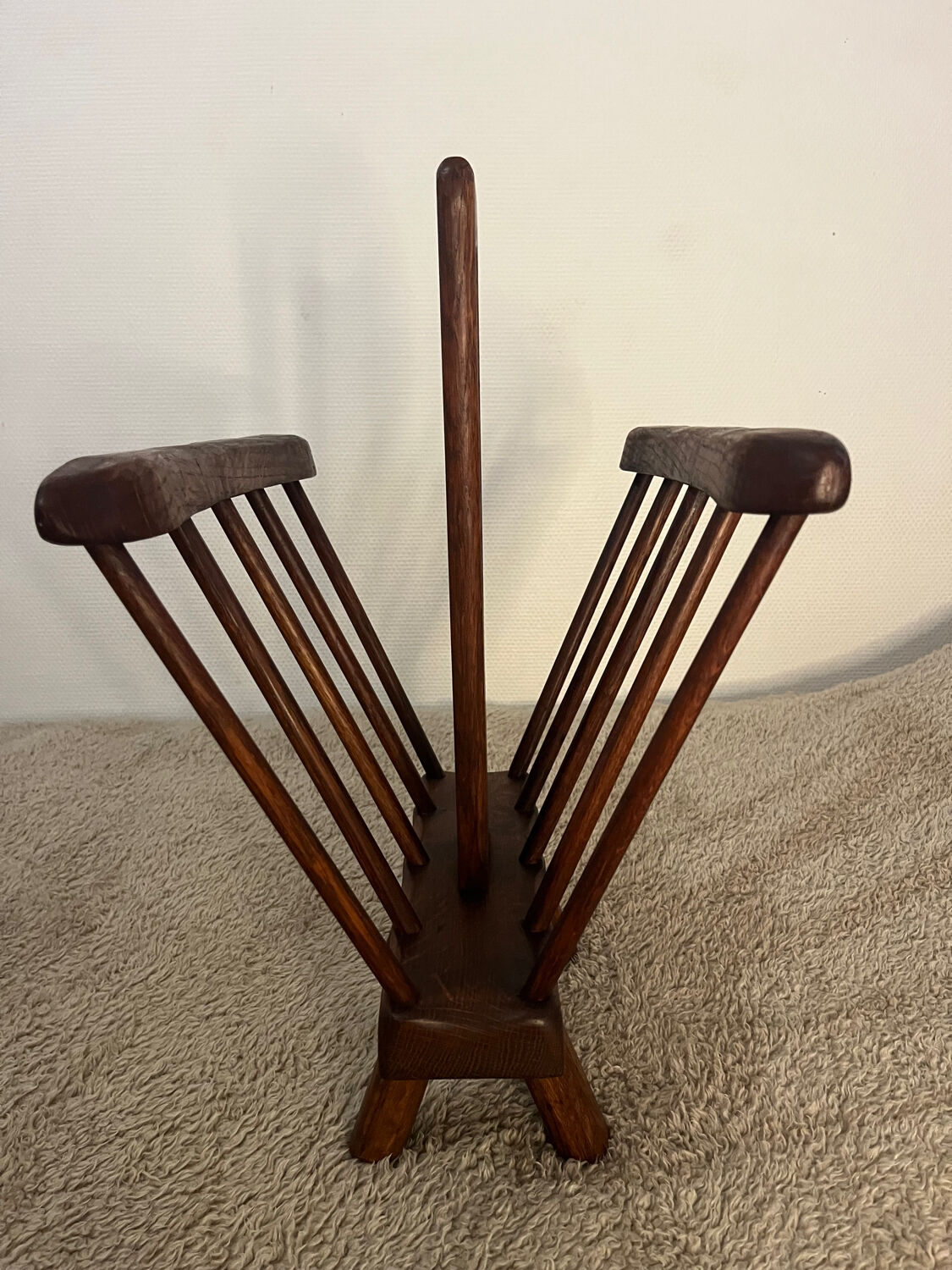 Brutalist wooden magazine holder