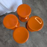 Set of 4 Vintage Mushroom Stool “Jurček” by Meblo, Retro Orange 1960s – Spa