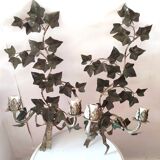 2 large metal leaf wall lights from the 70s and 80s