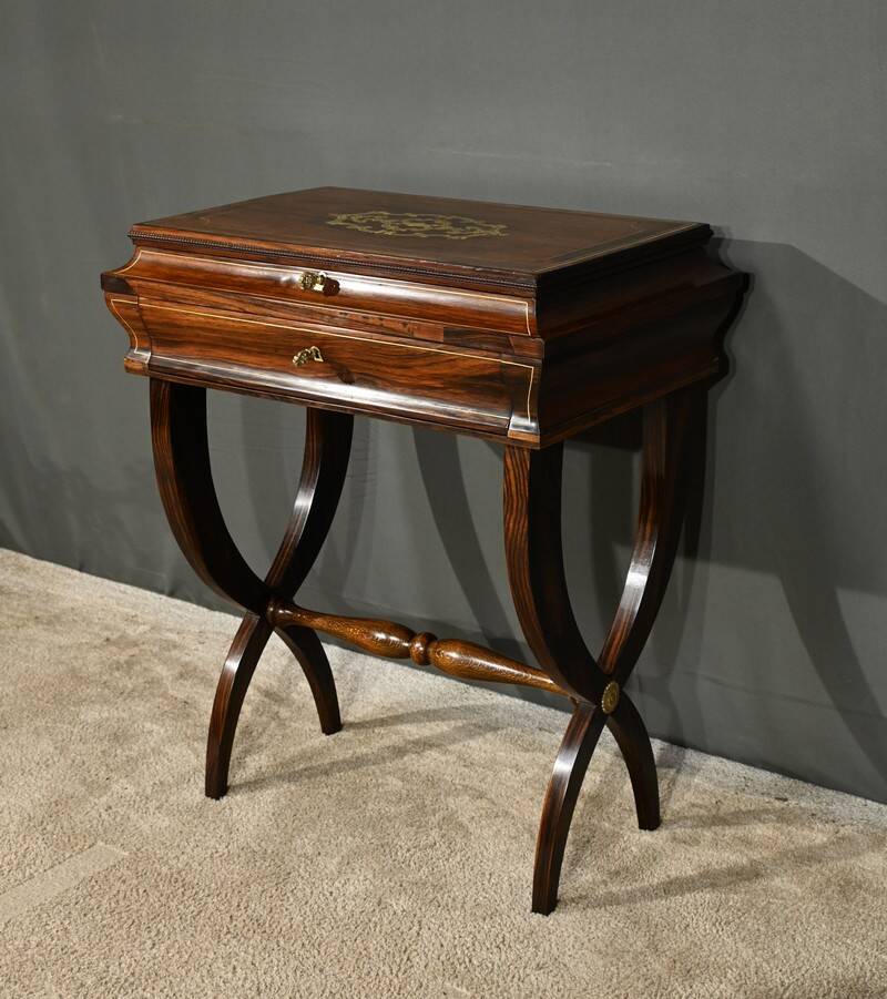 Rosewood work table, Napoleon III style, Maison Roll, Fg. St Antoin
