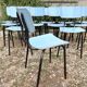 Set of 12 blue formica chairs
