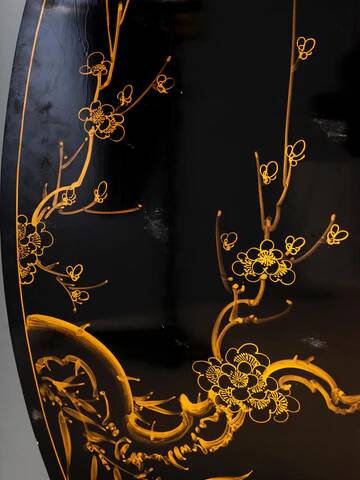 Chinese export black lacquer and mother-of-pearl folding screen, mid-20th century