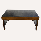 Brutalist Modernist Coffee Table in Black Grey Natural Stone by Carl Straub 1960s