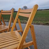 Set of 4 Folding Chairs in Wood and Plywood