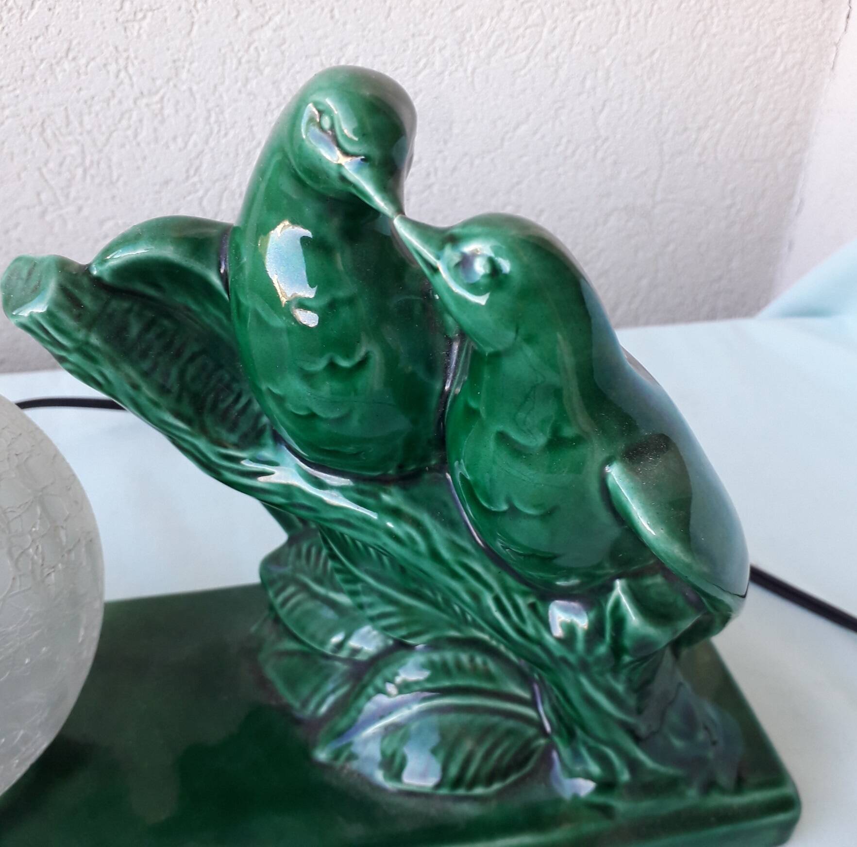 Green ceramic bedside lamp