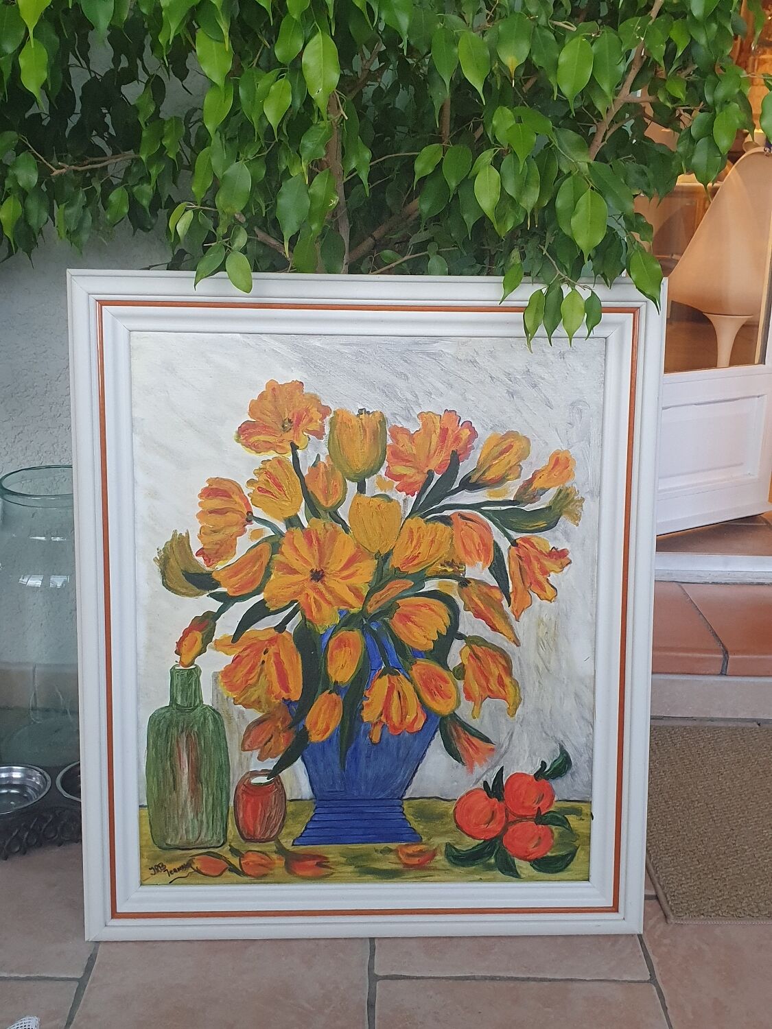 Oil on canvas flower