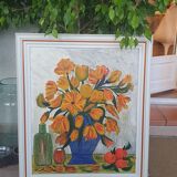 Oil on canvas flower